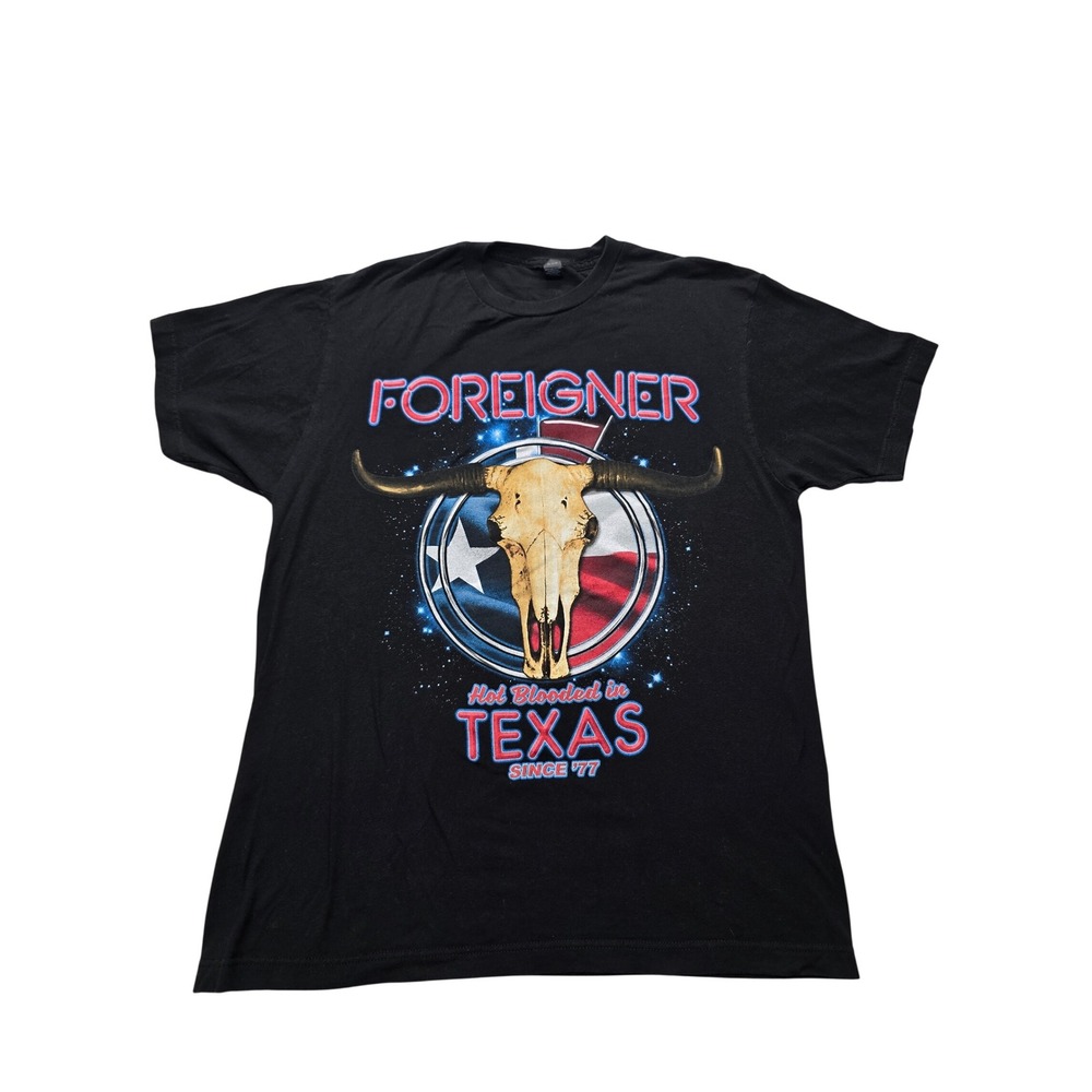 Foreigner 40th Anniversary Tour 2017 Hot Blooded Texas Graphic‎ Tee Black Mens L